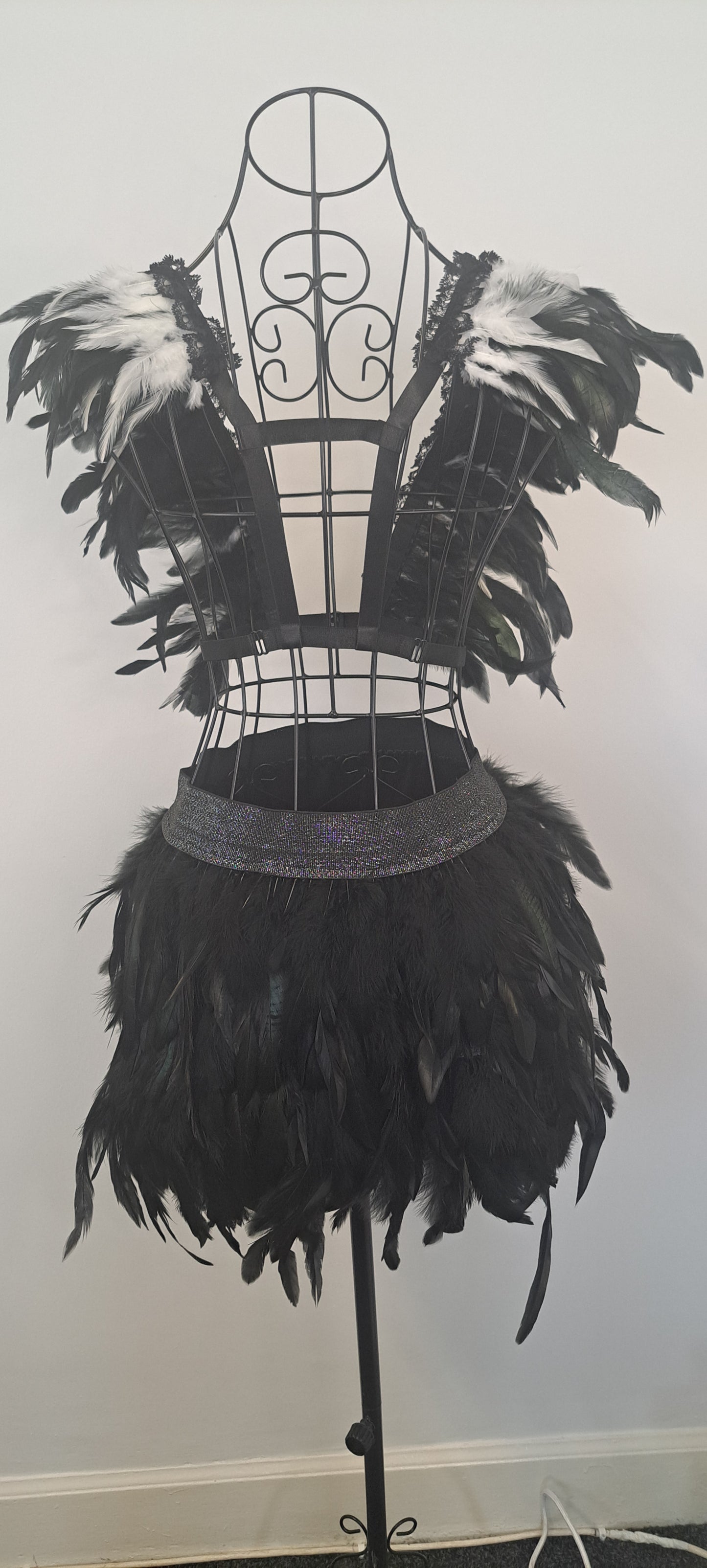 Feather Epaulette Harness & Skirt Set