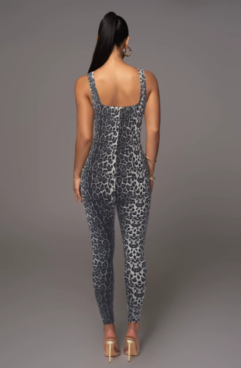 Leopard Print Sleeveless Romper Catsuit