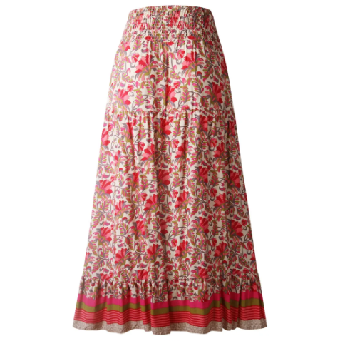 Boho Print Irregular Hem Floral Skirt