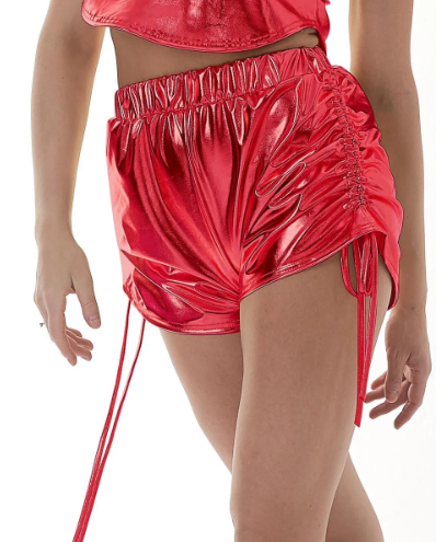 Metallic Ruched side Shorts