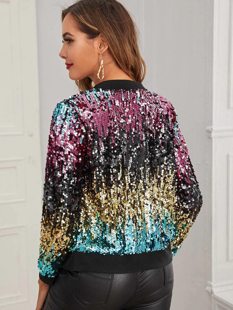 Multi Coloured Sequin Disco Jacket Festival Heaven