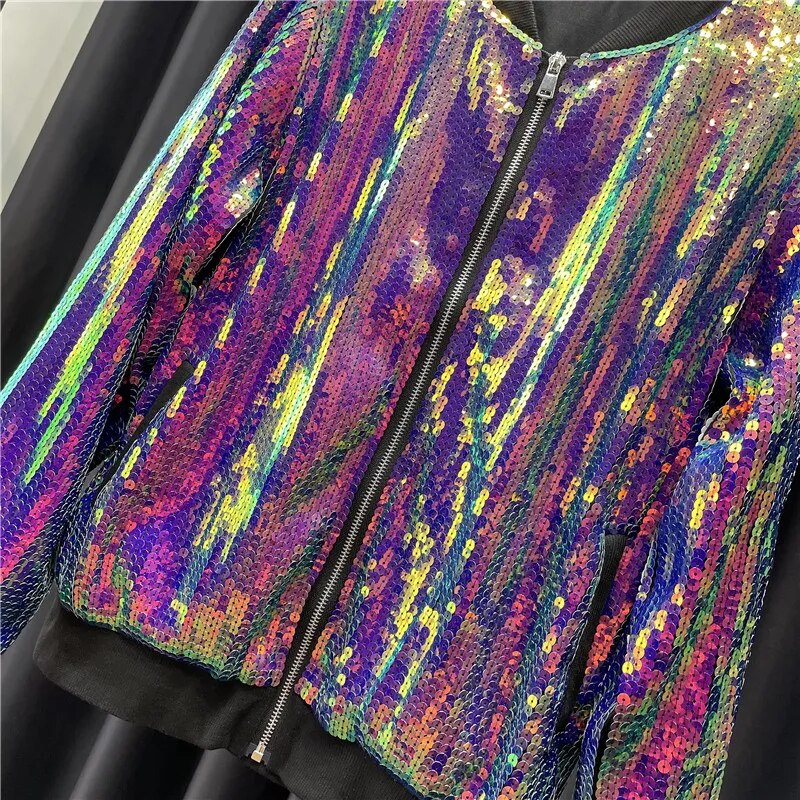 Multi color hotsell sequin bomber jacket