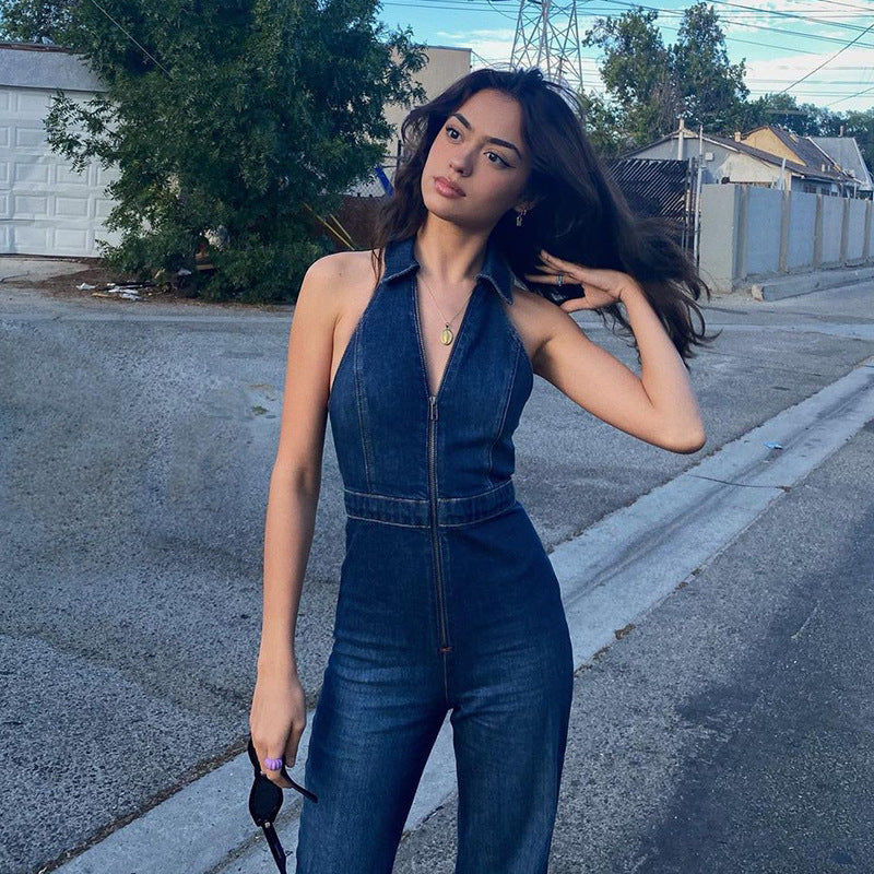 Denim 2025 halterneck jumpsuit