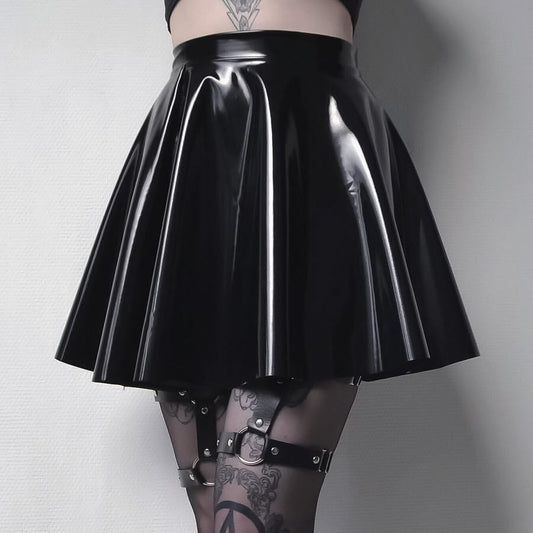 Black PU Skater Skirt