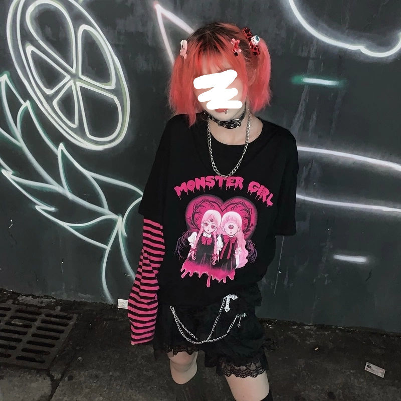 Pink & Black Stripe Long Sleeve Top