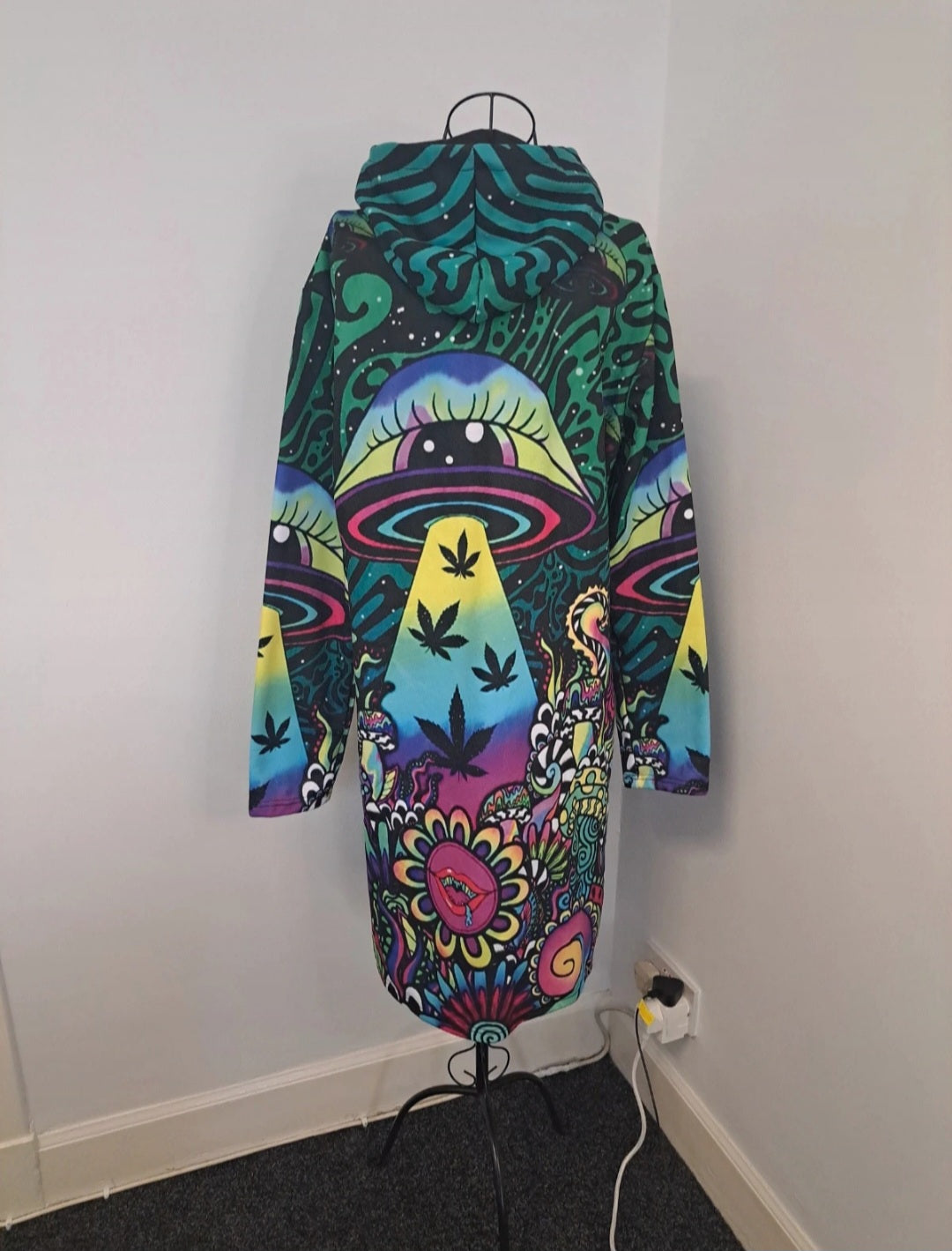 UnisexPsychedelic Hooded Lightweight Zip Up Coat