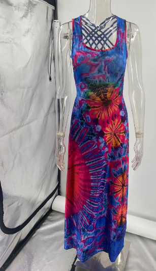 Tie Dye Hippie Maxi Dress