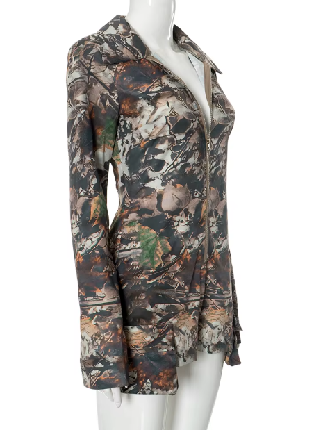 Camouflage Print Cargo Romper Playsuit