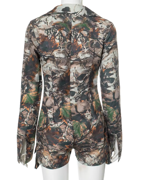 Camouflage Print Cargo Romper Playsuit