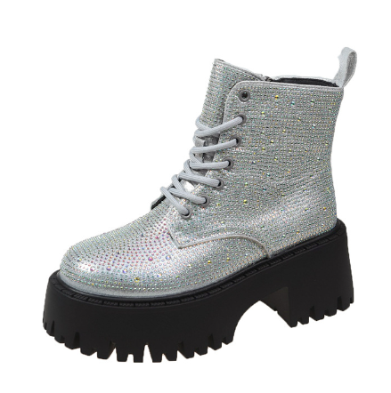 Rhinestone Embellished Chunky Sole Boots