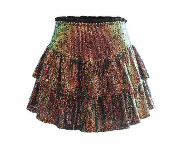 Sequin Tiered Ruffle Rara Skirt