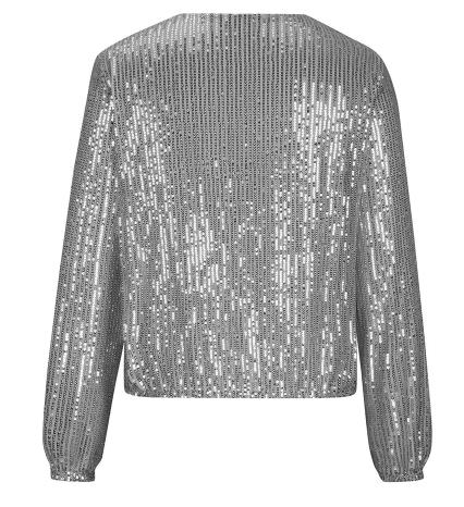 Collarless Sequin Bomber Jacket