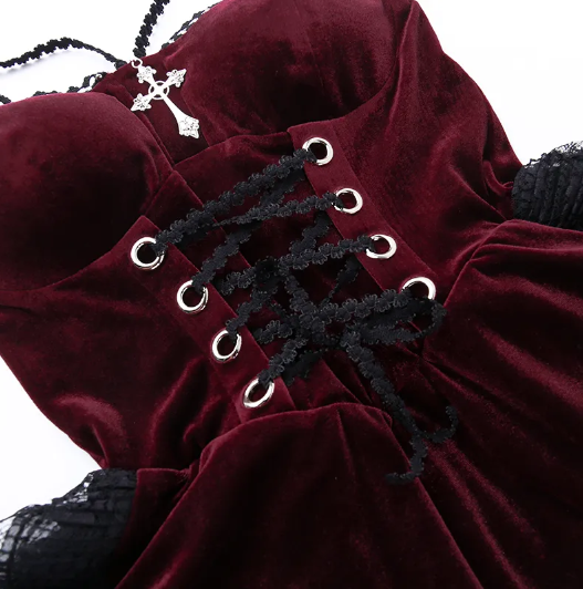 Velvet Gothic Asymmetric Bodice dress