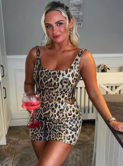 Sequin Leopard Print Bustier Top & Mini Skirt Set