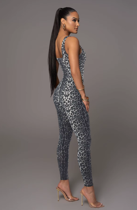 Leopard Print Sleeveless Romper Catsuit