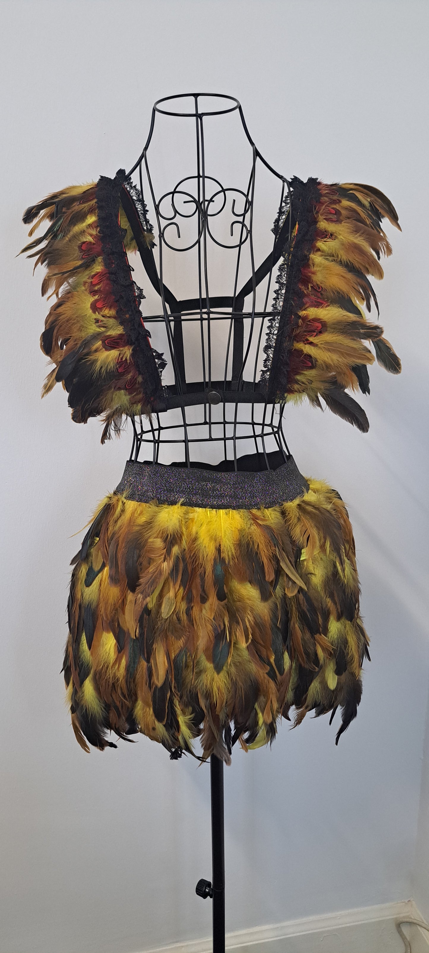 Feather Epaulette Harness & Skirt Set