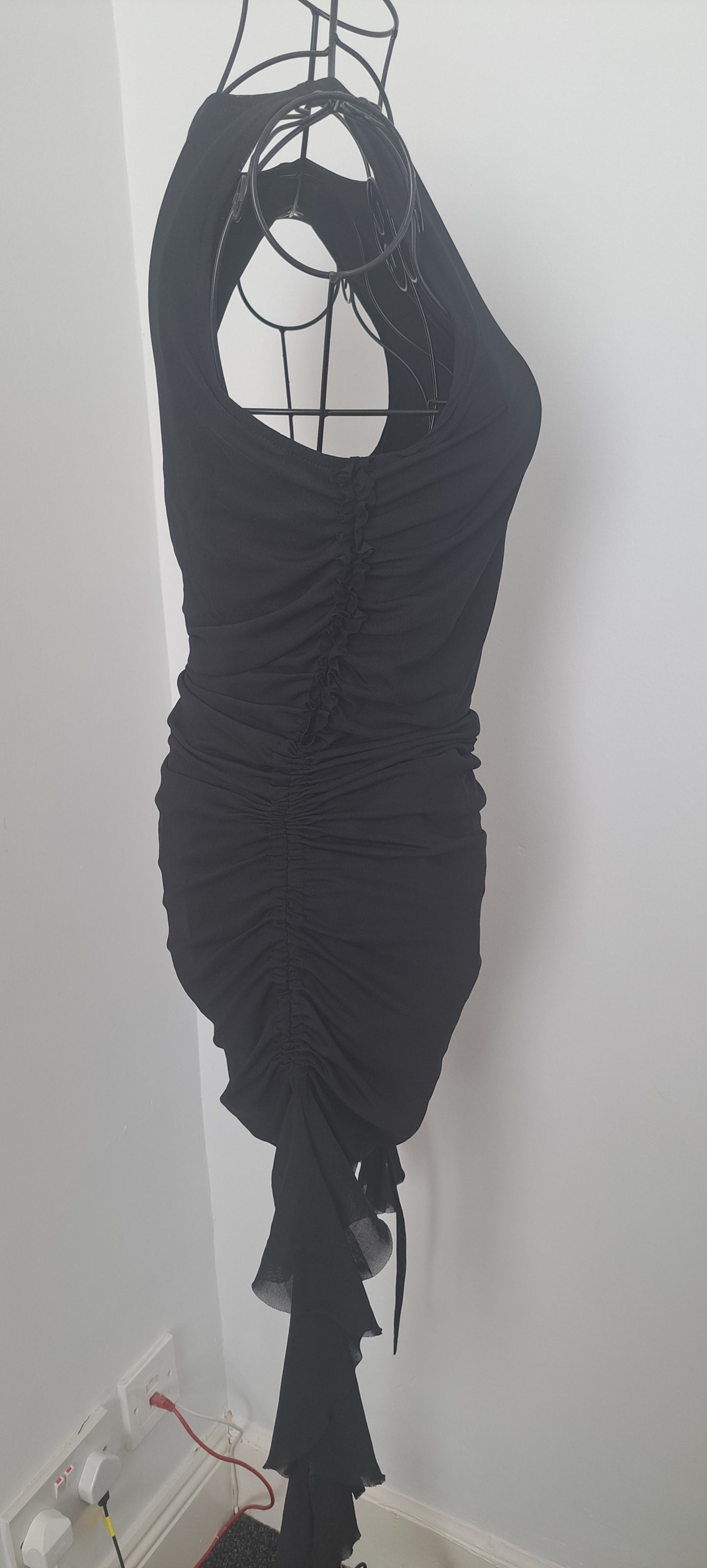 Sleeveless Ruched Bodycon Ruffle Dress