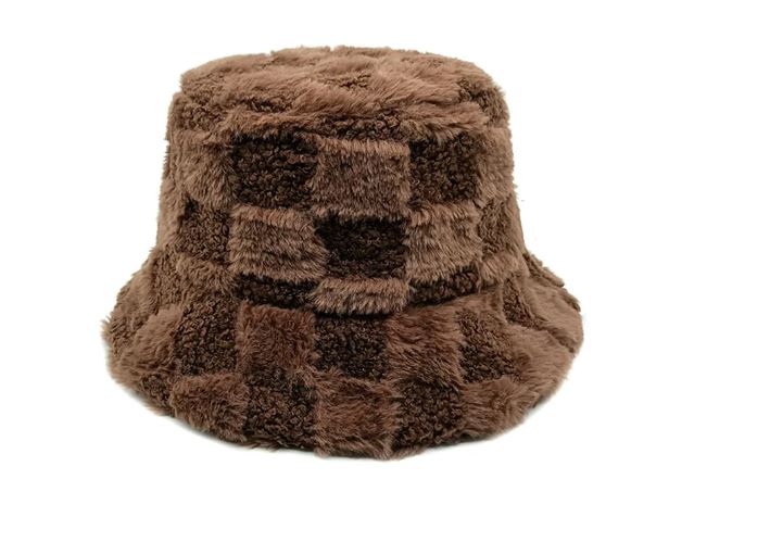 Fluffy Chessboard Bucket Hat