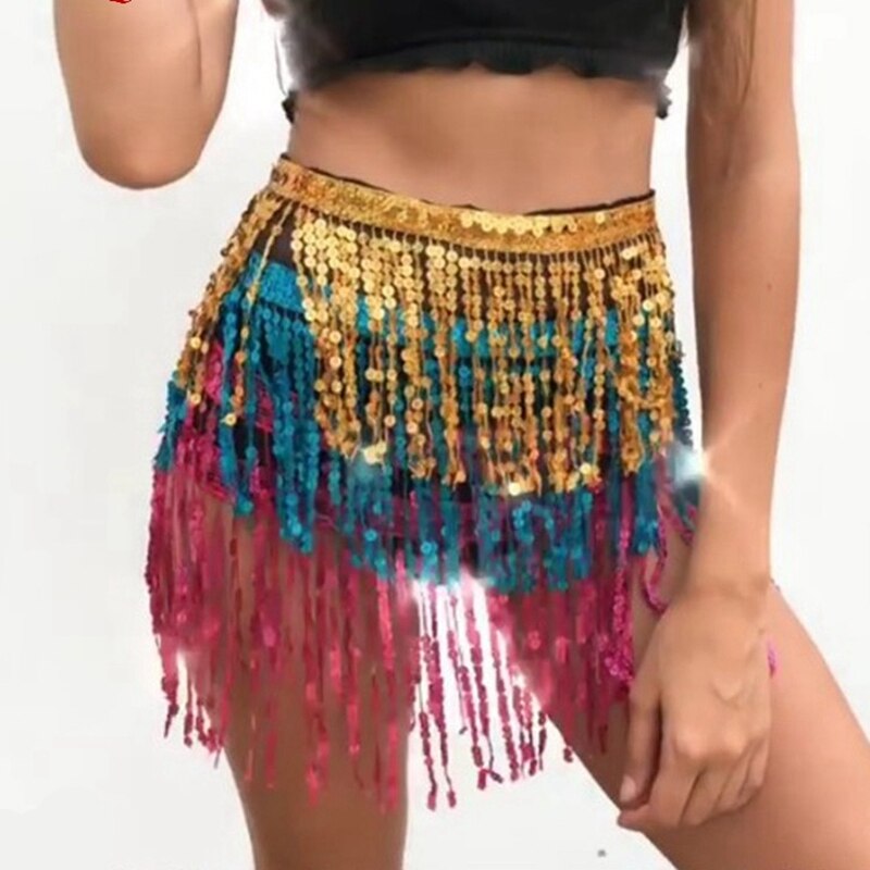 Sequin Glitter Fringe Skirt Belt