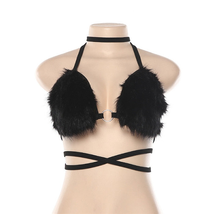 Fluffy Faux Fur Bra Top Festival Heaven