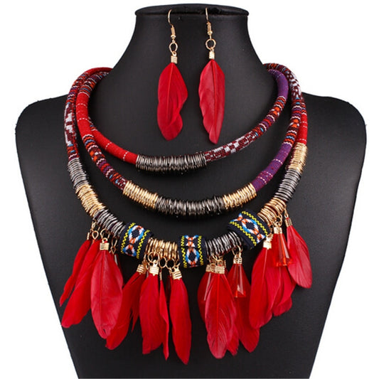 Exaggerated Feather Jewellery Set