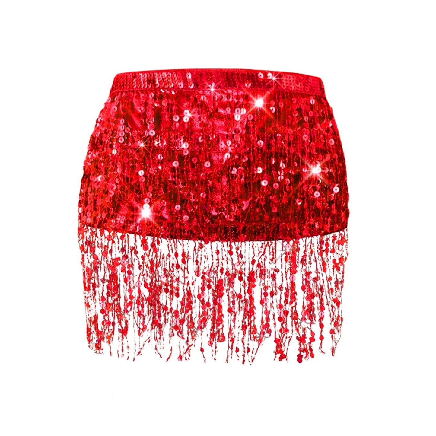Sequin Glitter Fringe Skirt Belt