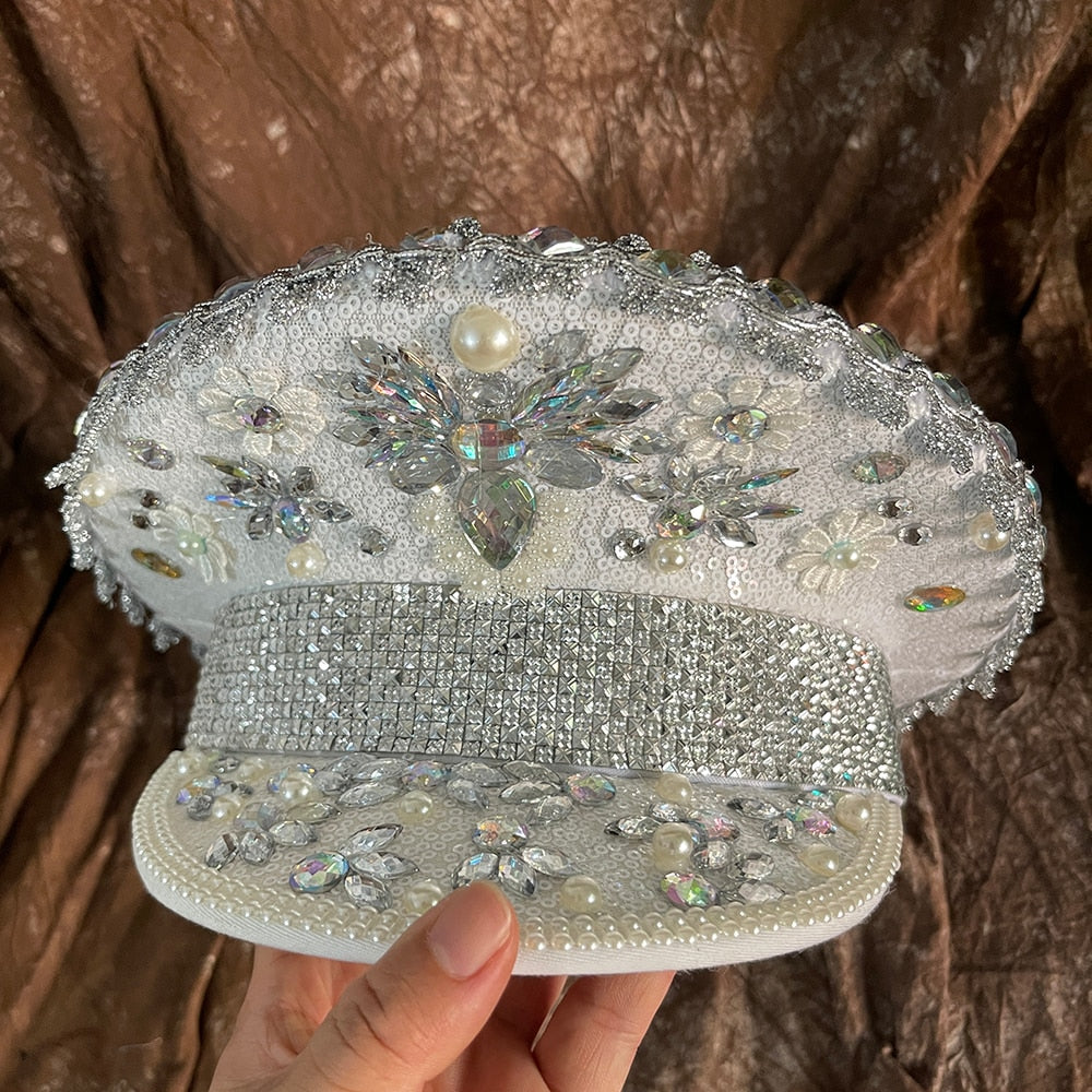 White Rhinestone Festival Hat