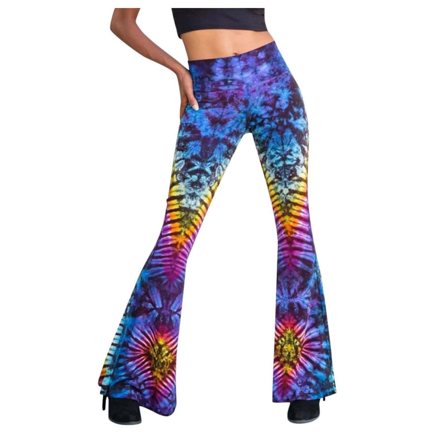 Petite Psychedelic Tie Dye Flared Trousers