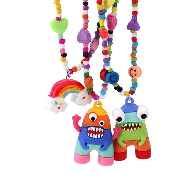Colourful Cute Monster Necklace
