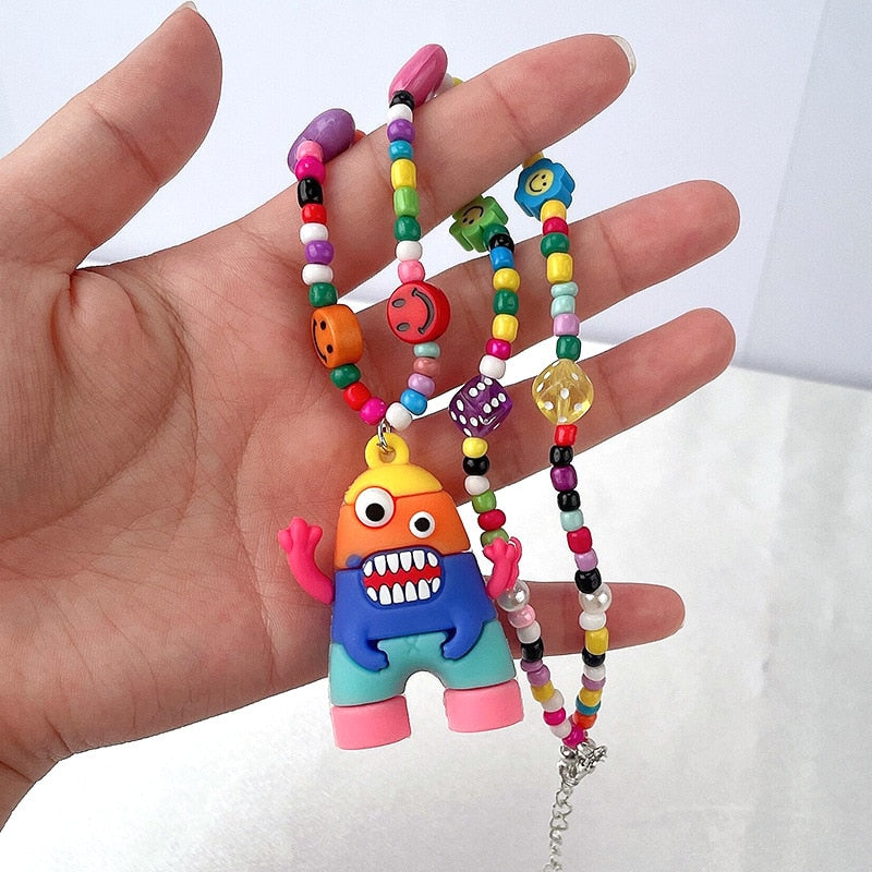 Colourful Cute Monster Necklace