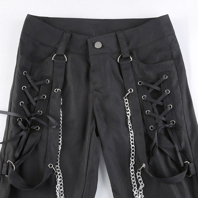 Black Open Zip Utility Pants