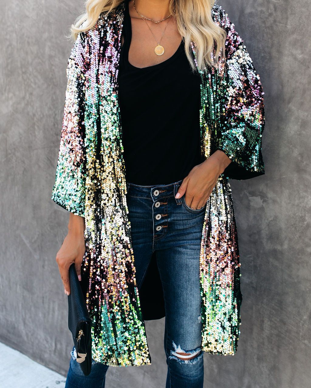 Sequin shop long jacket