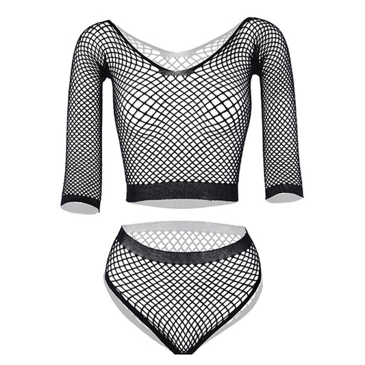 Fishnet Crop Top & Pants Set