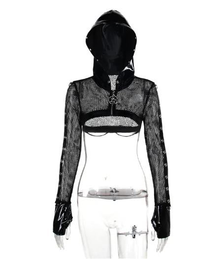 Fishnet zip up hoodie sale