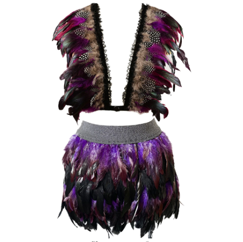 Feather Epaulette Harness & Skirt Set