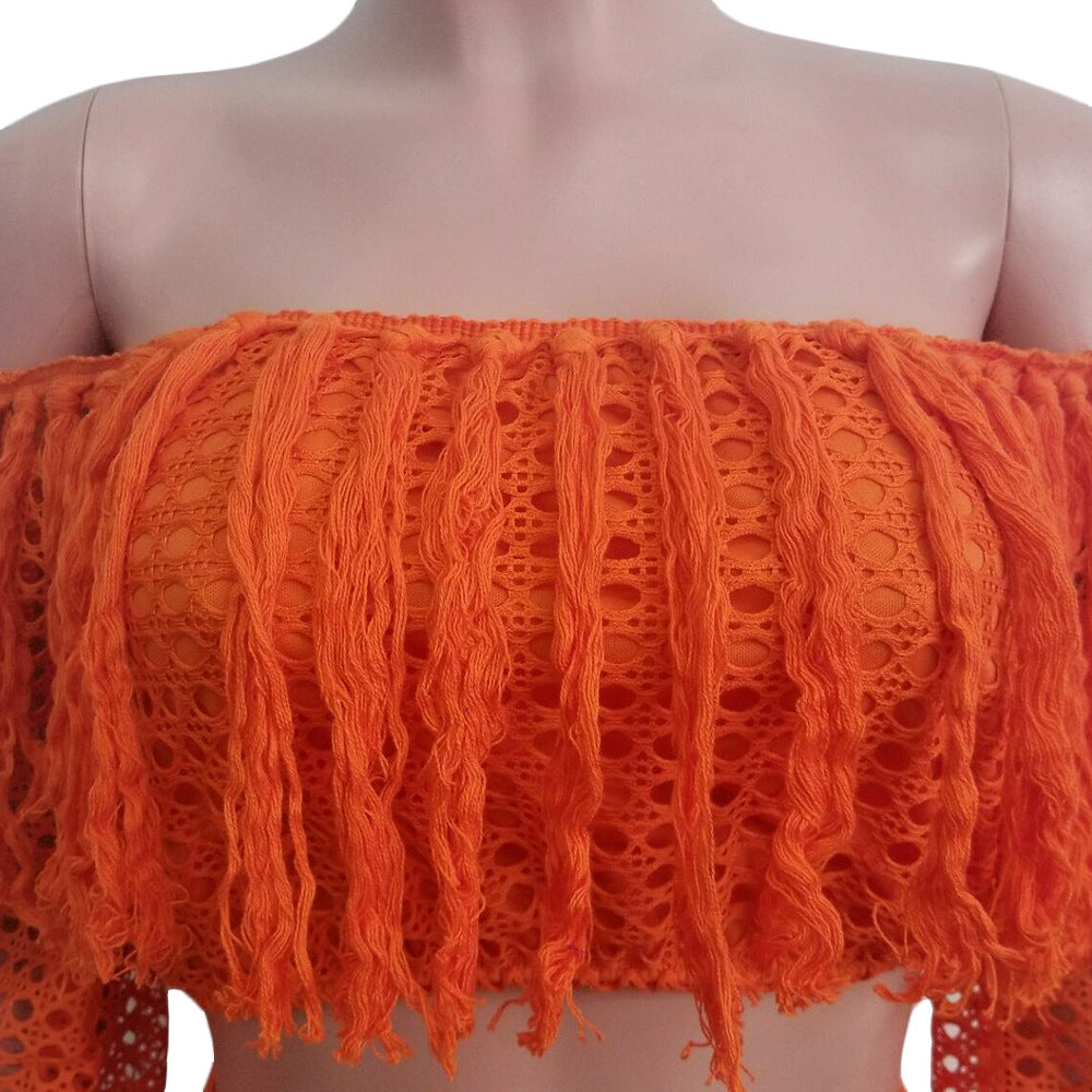 Crochet Bardot Top & Maxi Skirt Set