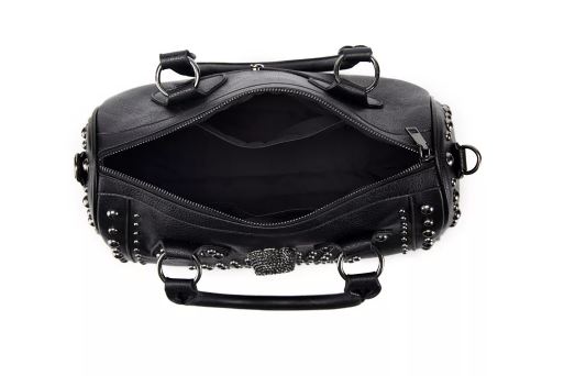 Black Faux Leather Skull Bowling Bag